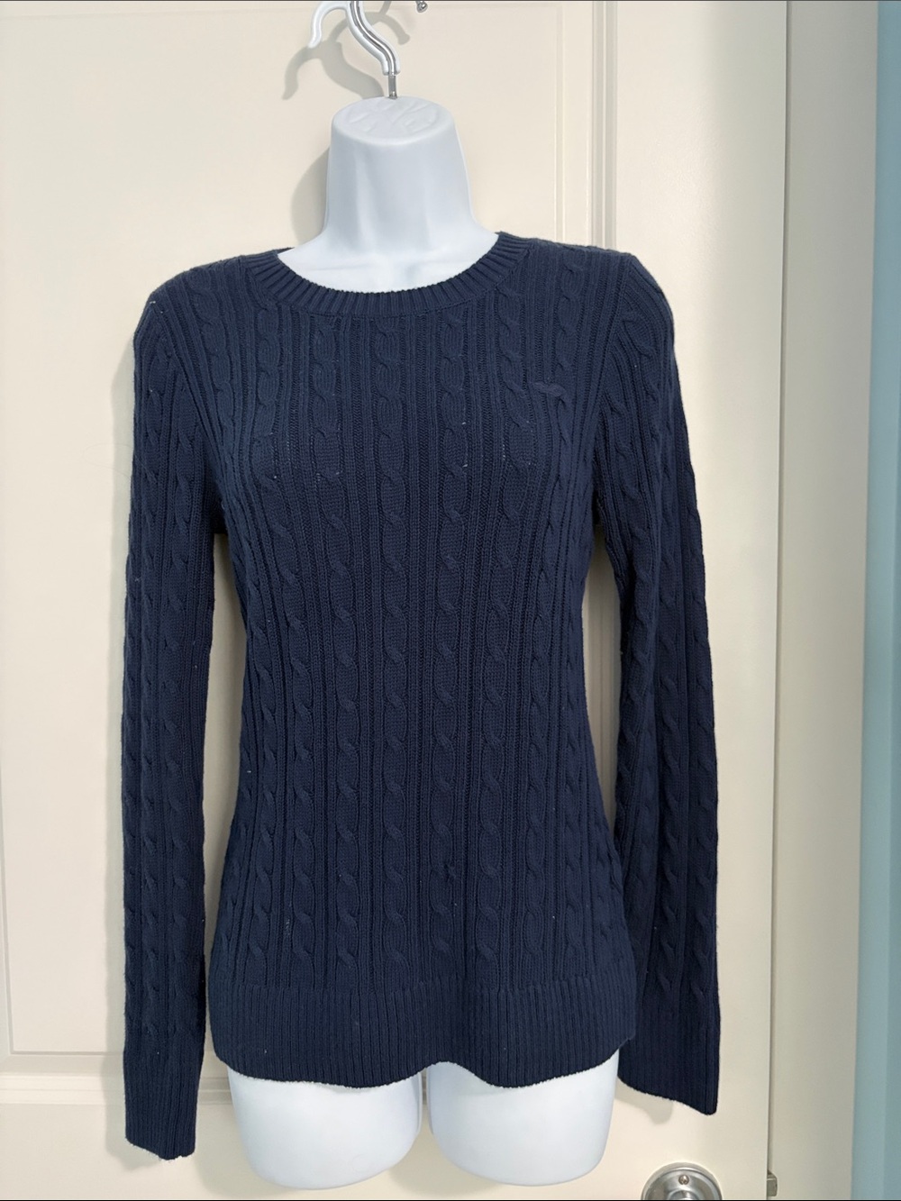 Hollister Navy Cable-Knit Crewneck Sweater
